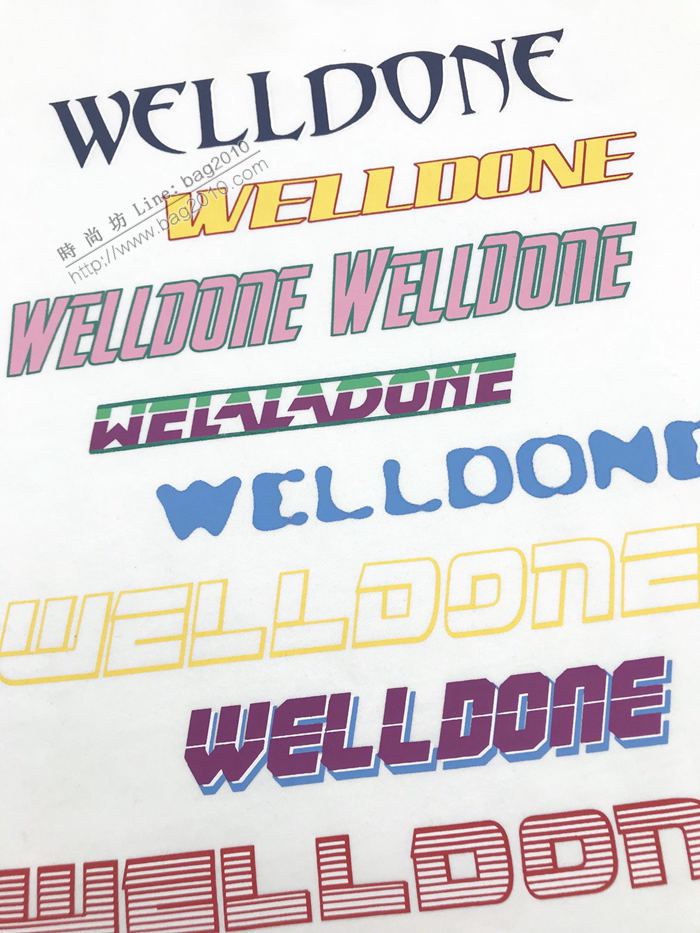 welldone男裝 多彩字母塗鴉logo印花 welldone白色圓領衛衣  ydi3089